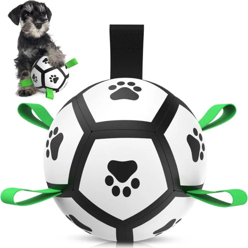 Football / Soccer Ball Dog Toy with Straps