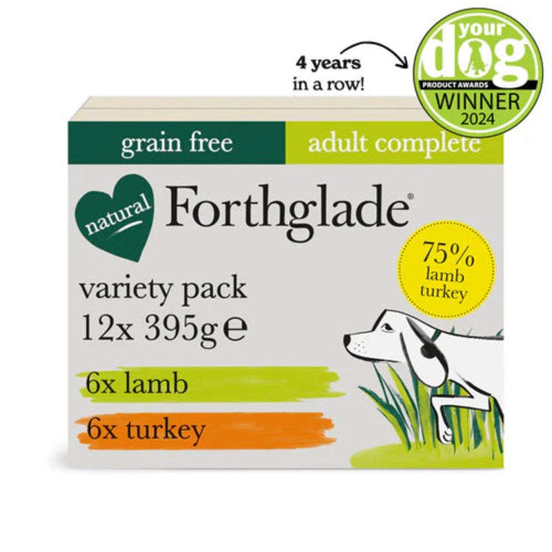 Forthglade Grain Free Lamb & Turkey Wet Dog Food Multipack (12x395g)