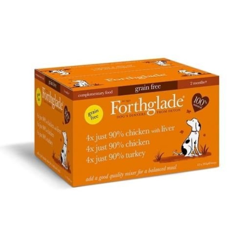 Forthglade Just Chicken, Turkey & Chicken with Liver Wet Dog Food Multipack (12x395g)