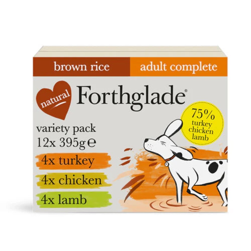 Forthglade Turkey, Chicken & Lamb with Rice Wet Dog Food Multipack (12x395g)