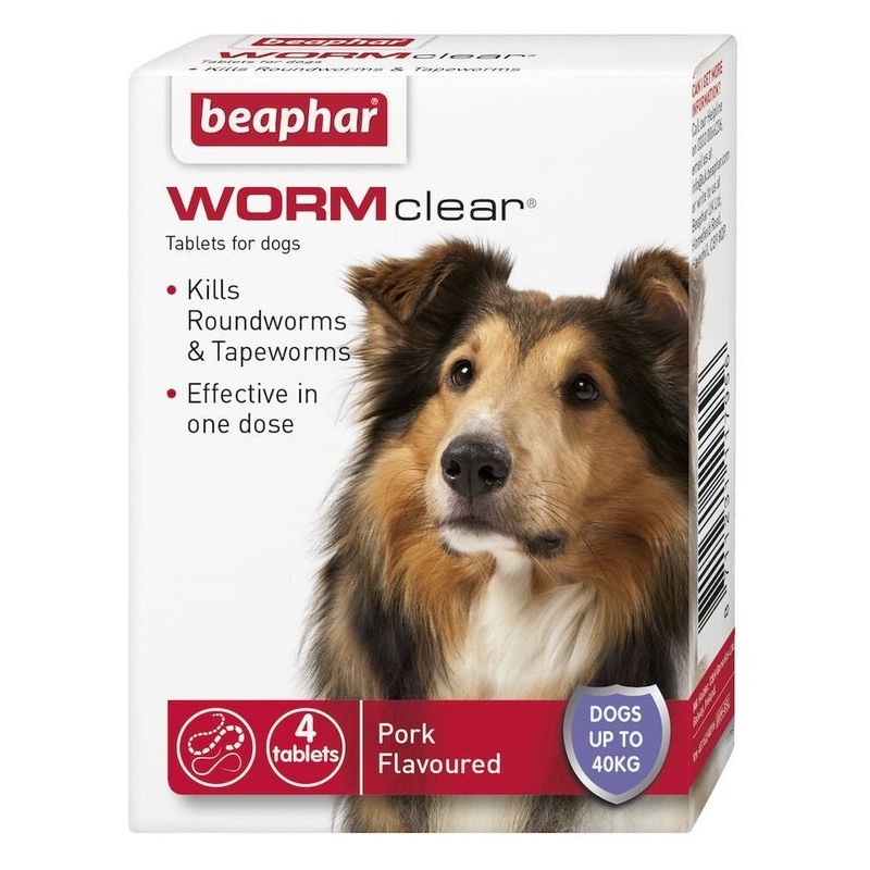 Beaphar Wormclear Tablets For Dogs (up to 40kg) 4pk