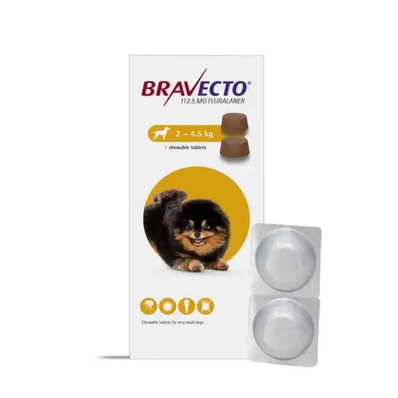 BRAVECTO Chewable Tablets for Toy Dog 112.5mg (2kg-4.5kg) 2D