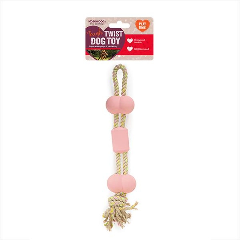 Barbecue Flavoured Tough Twist Rubber and Rope Toy
