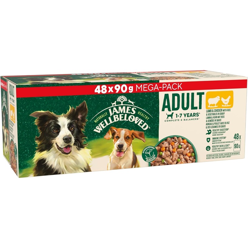 James Wellbeloved Adult Lamb In Gravy Pouch 48x90g