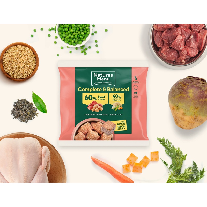 Natures Menu Raw Meal Nuggets 60/40 Beef, Chicken, Veg & Brown Rice 1kg