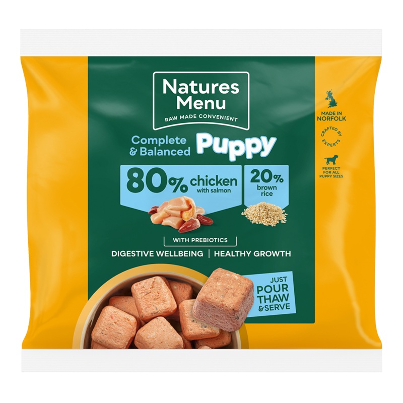 Natures Menu Raw Meal Nuggets 80/20 Chicken, Salmon & Brown Rice for Puppies 1kg