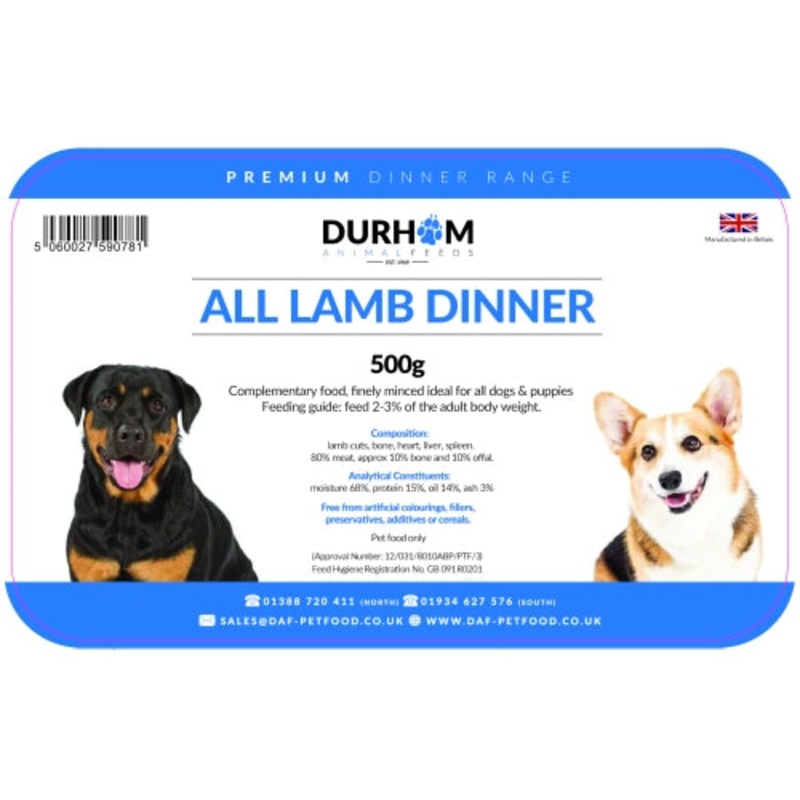 Durham feeds Lamb Dinner 500g