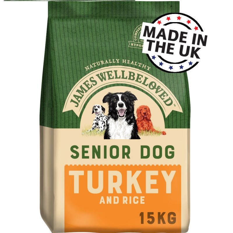 James Wellbeloved Turkey & Rice Kibble Senior 15