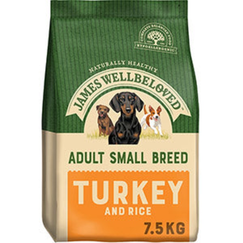 James Wellbeloved Turkey & Rice Kibble Adult Small Breed 7.5