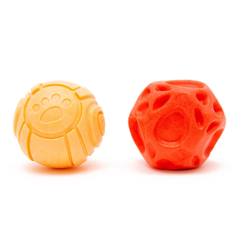 Frubba Red Irregular Ball & Orange Paw Ball 2pk