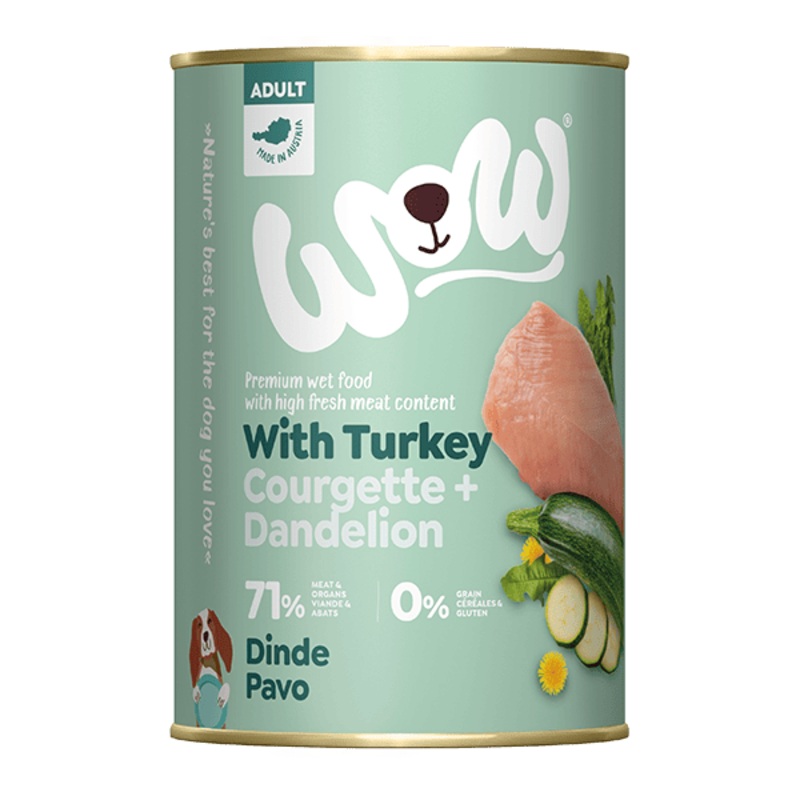 WOW Adult Dog with Turkey, Courgette and Dandelion 400g
