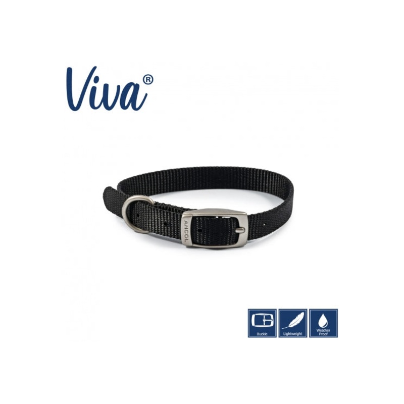12" Ancol Nylon Collar Black Size 1