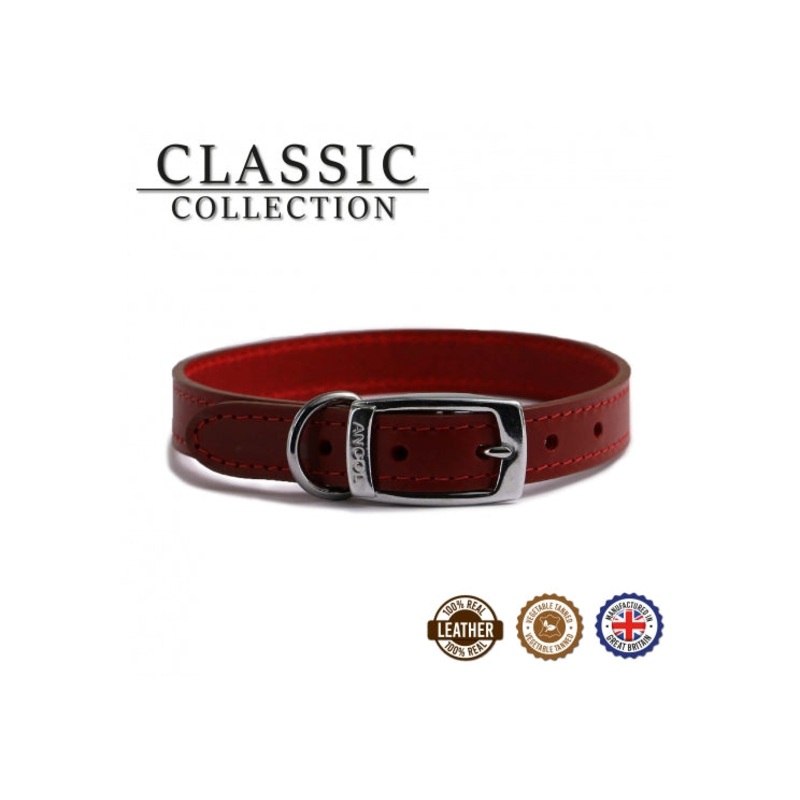 16" Plain Sewn Collar Red Size 3