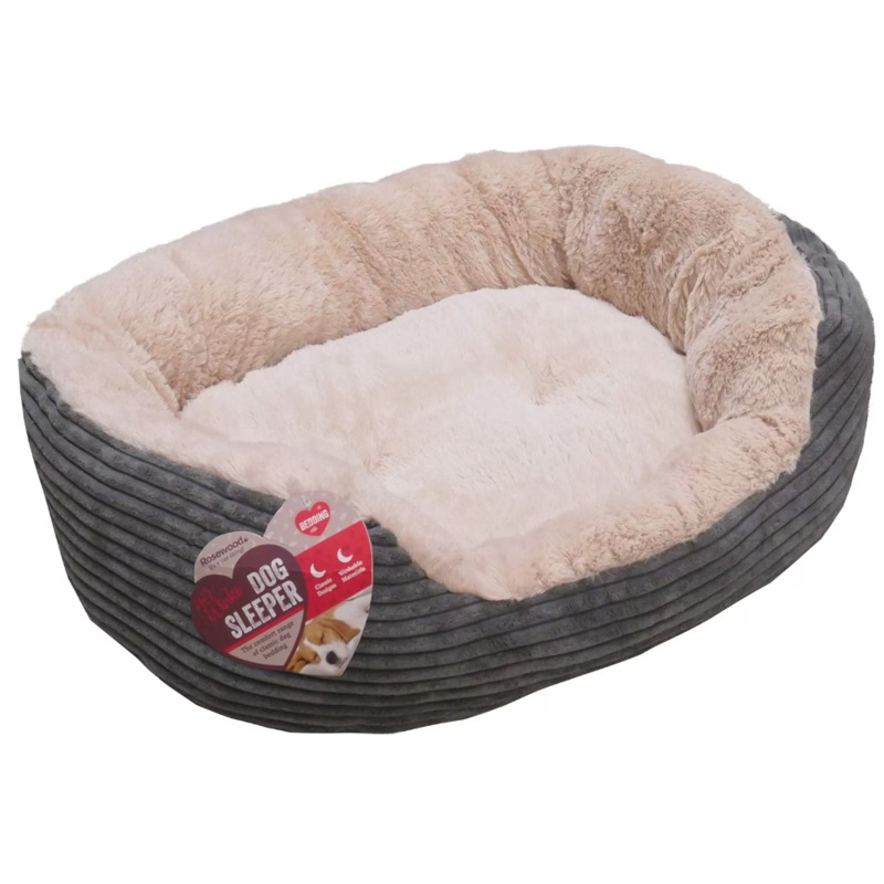 Jumbo Cord Plush Grey Bed 20"