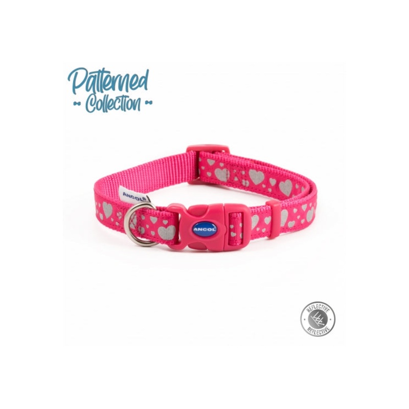 Fashion Collar Pink Reflective Hearts Adjustable  20-30CM