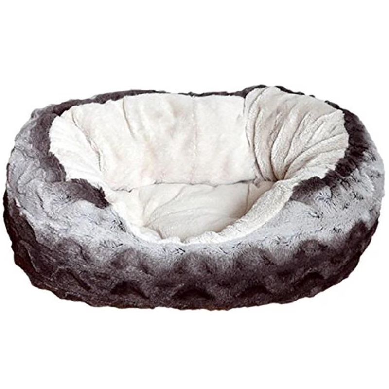 Grey & Cream Snuggle Plush Dog Bed 25"