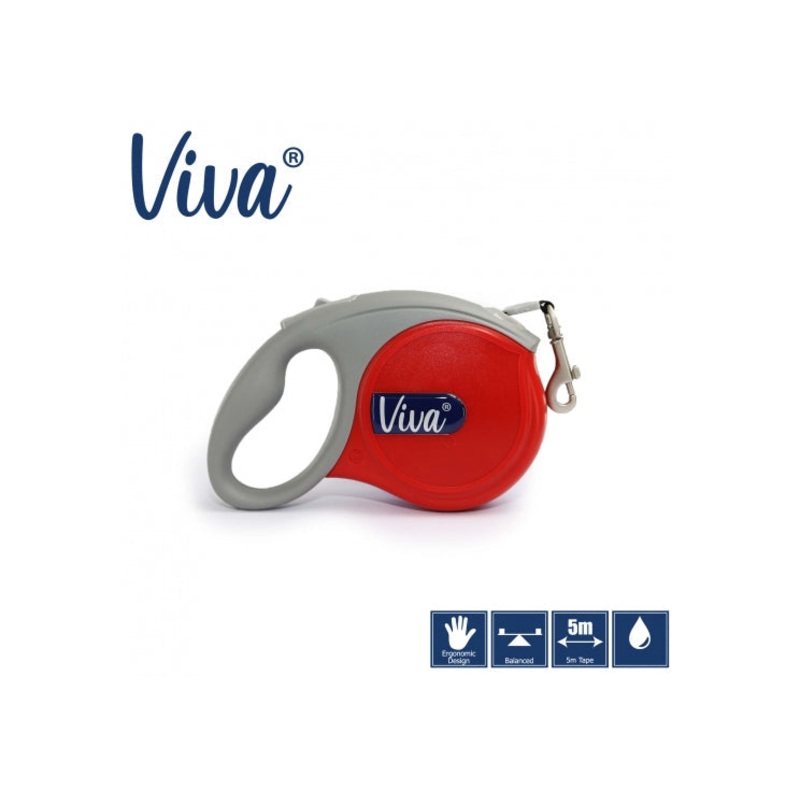 Large Viva Red Retractable Lead