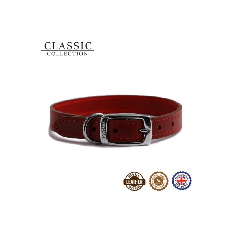 18" Plain Sewn Collar Red Size 4