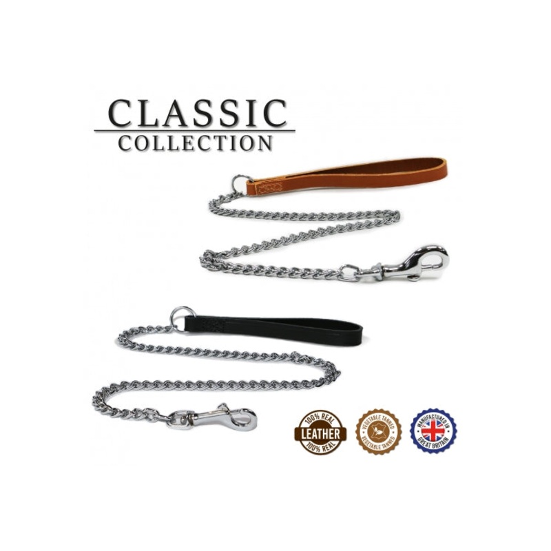 30" Black Medium Chain Lead With Trigger