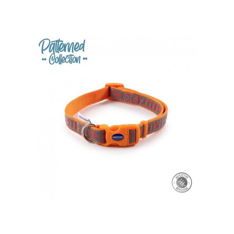 Reflective Patterned Bone Collar Orange Size 5-9