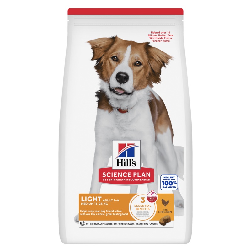 Hill's Science Plan Adult Light Medium Dry Dog Food Chicken Flavour 14kg