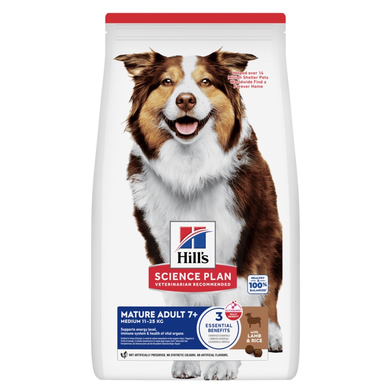 Hill's Science Plan Mature Adult 7+ Medium Dry Dog Food Lamb & Rice Flavour 14kg