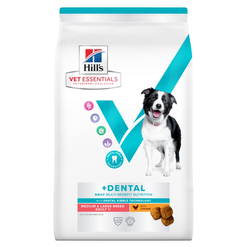 Hill's VET ESSENTIALS MULTI-BENEFIT + DENTAL Adult 1+ Medium and Large Breed Dry Dog Food with Chicken 13kg
