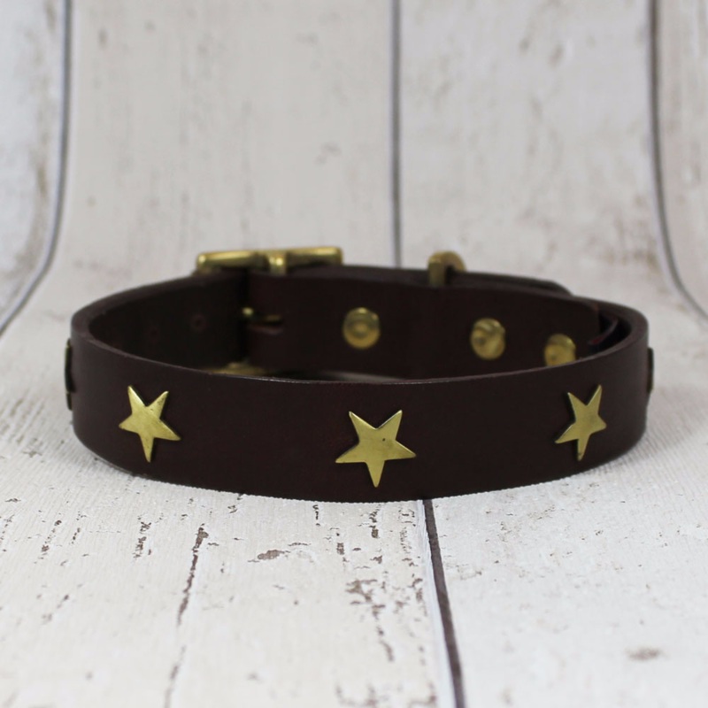 Creature Clothes Chocolate Brown Star Dog Collar