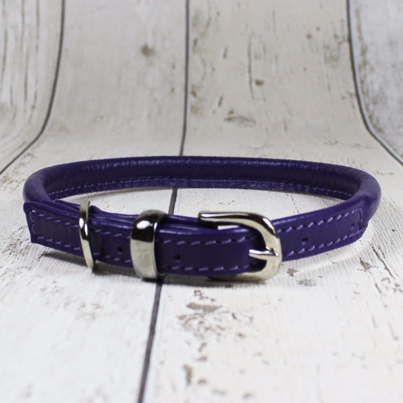 D&H Purple Rolled Leather Dog Collar