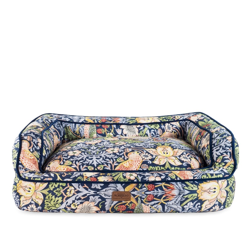 Morris & Co Strawberry Thief Dark Blue Dog Sofa Bed