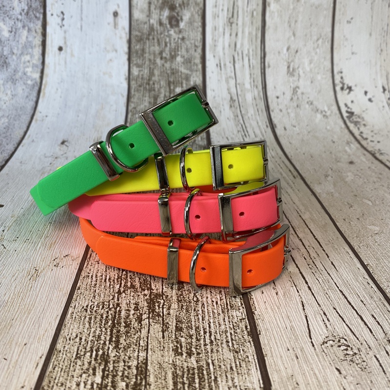Waterproof Neon Vegan Leather Dog Collar