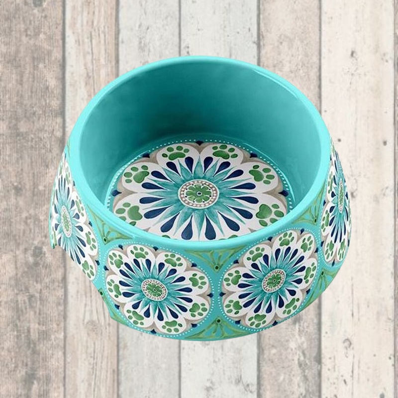 Carmel Turquoise Medallion Melamine Pet Bowl