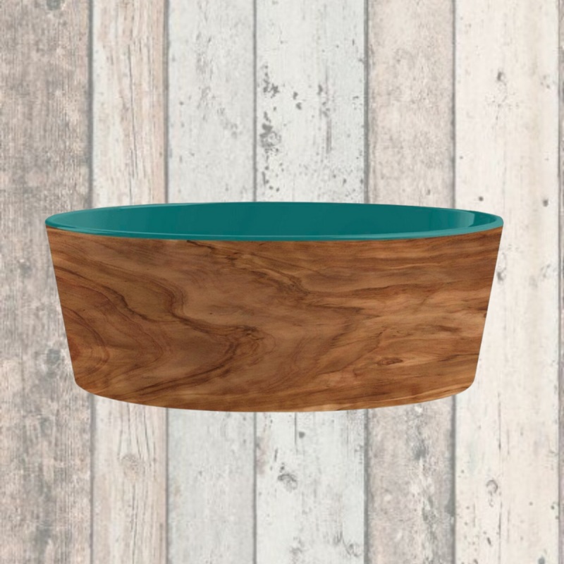 Olive Wood Patterned Pet Bowl