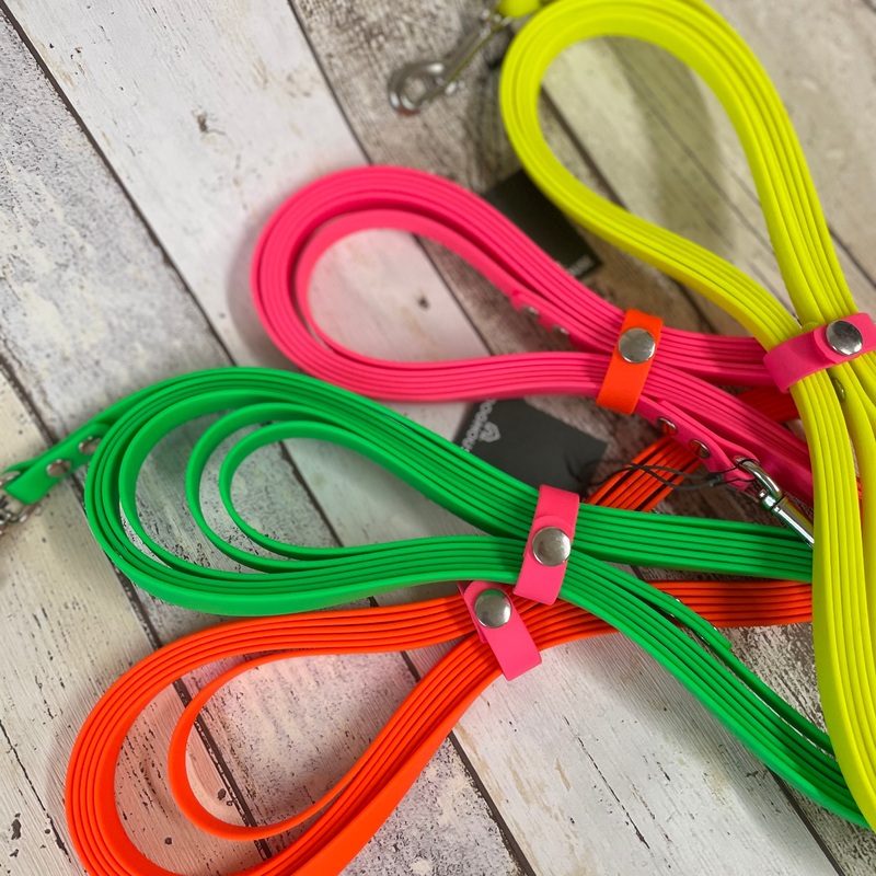 Waterproof Neon Vegan Leather Longline 5m Dog Lead