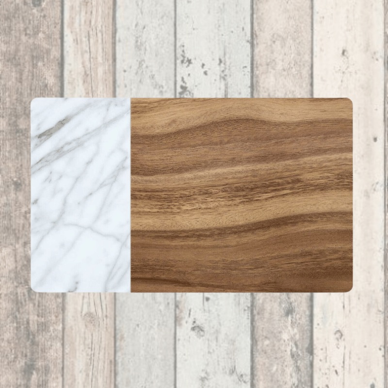 Acacia Wood & Carrara Marble Pet Placemat