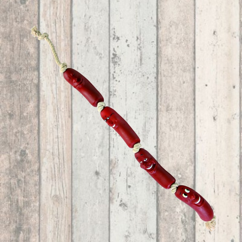 String of Sausages on Rope Dog Toy
