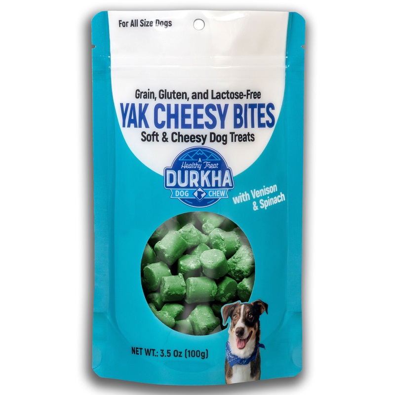 Durkha Pet Products Yak Cheesy Bites Dog Venison & Spinach 3.5 oz