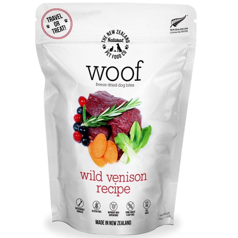 The New Zealand Natural Pet Food Co Woof Freeze-Dried Wild Venison Dog Treats
