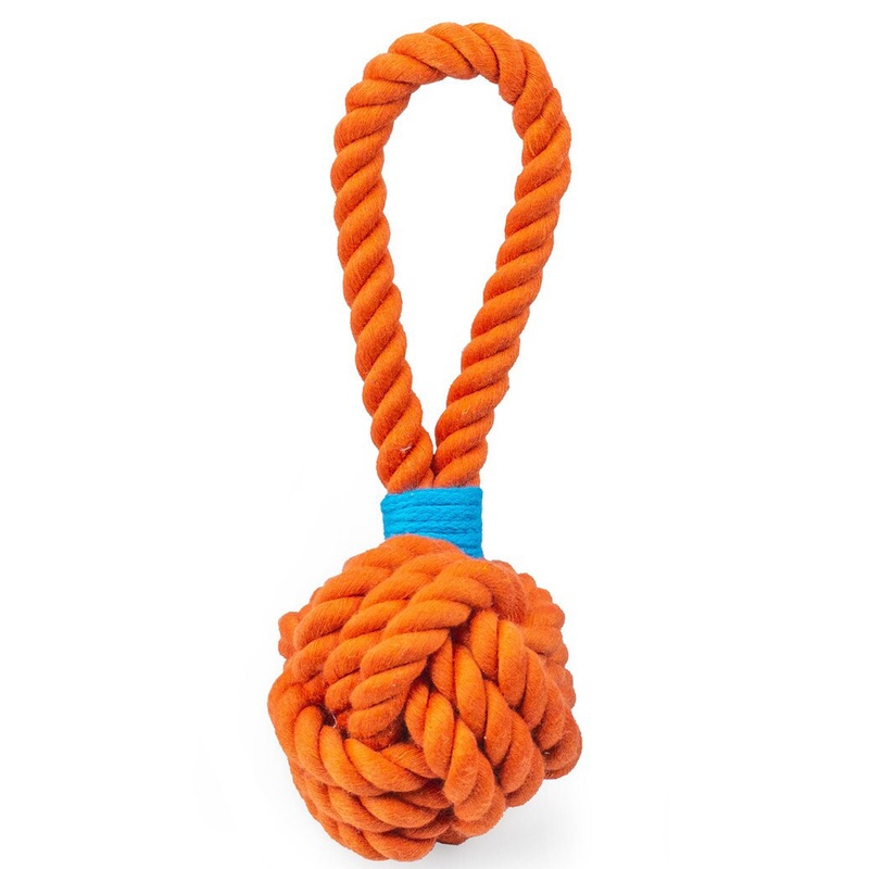 Thoozy Pet Ball Tug Rope Orange Dog Toys