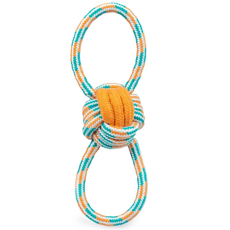 Thoozy Pet Figure 8 Rope Knot Orange & Teal Dog Toys