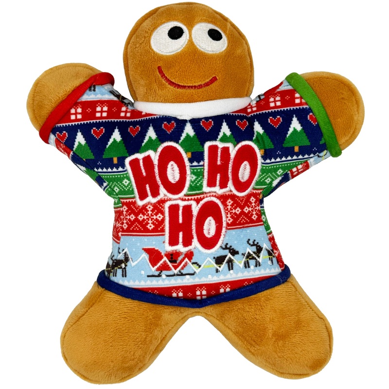 Huxley & Kent Ugly Sweater Gingerbread Man Dog Toy