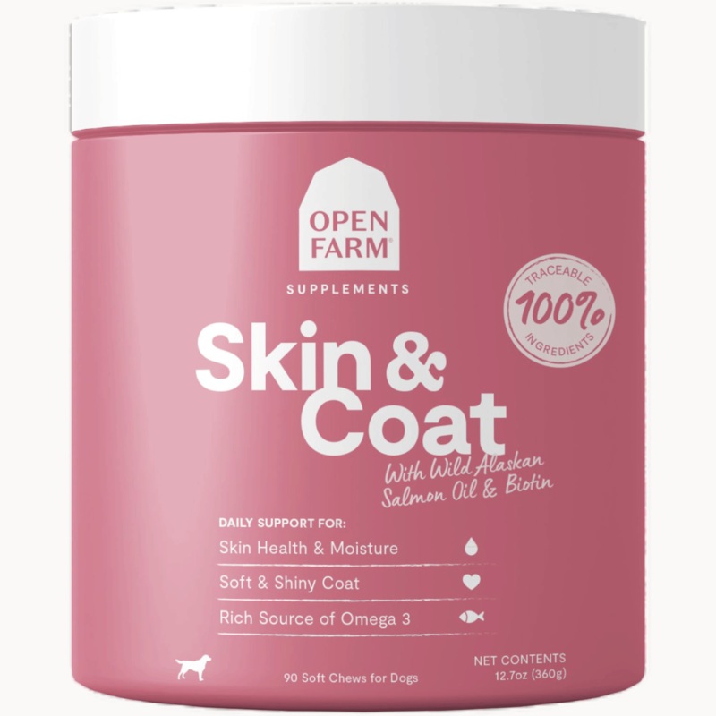 Open Farm Skin & Coat Chews Salmon Oil Dog Supplements