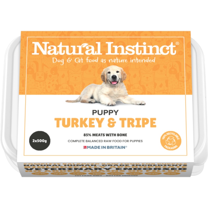 Natural Instinct - Turkey & Tripe - Puppy - 1KG (2x500G)