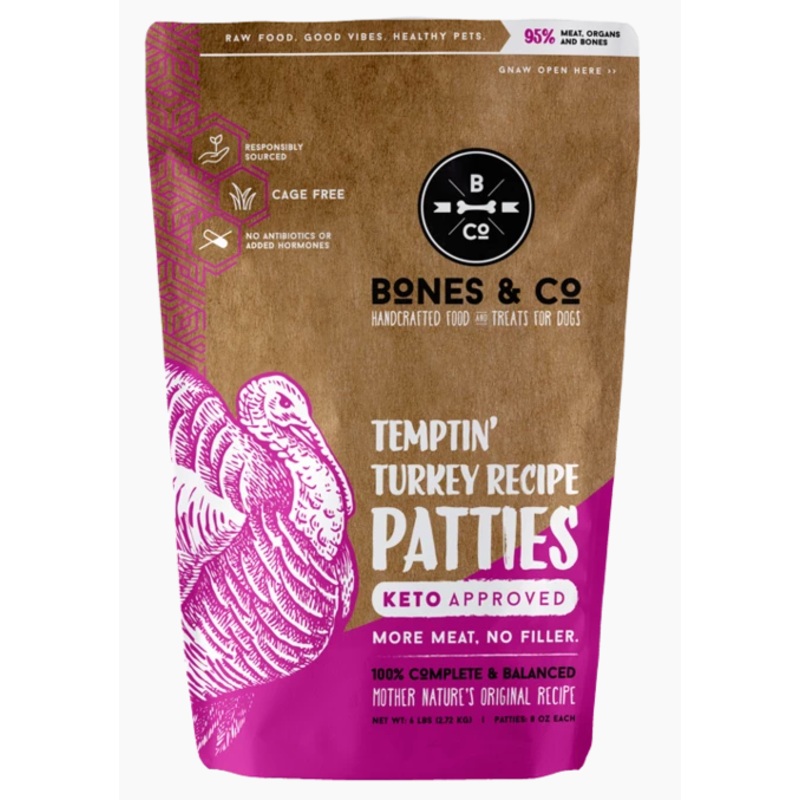 Bones & Co Frozen Turkey Patties 6 lb.
