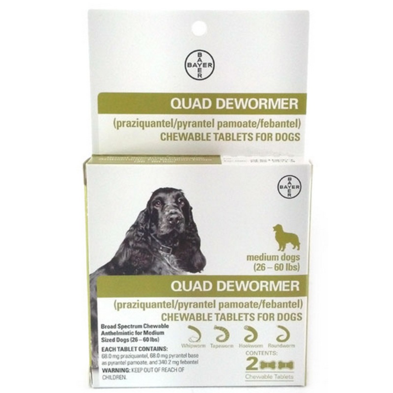 Bayer Quad Dewormer Medium Dog 2 ct.