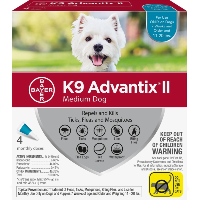 K9 Advantix II Teal Medium 4 pk