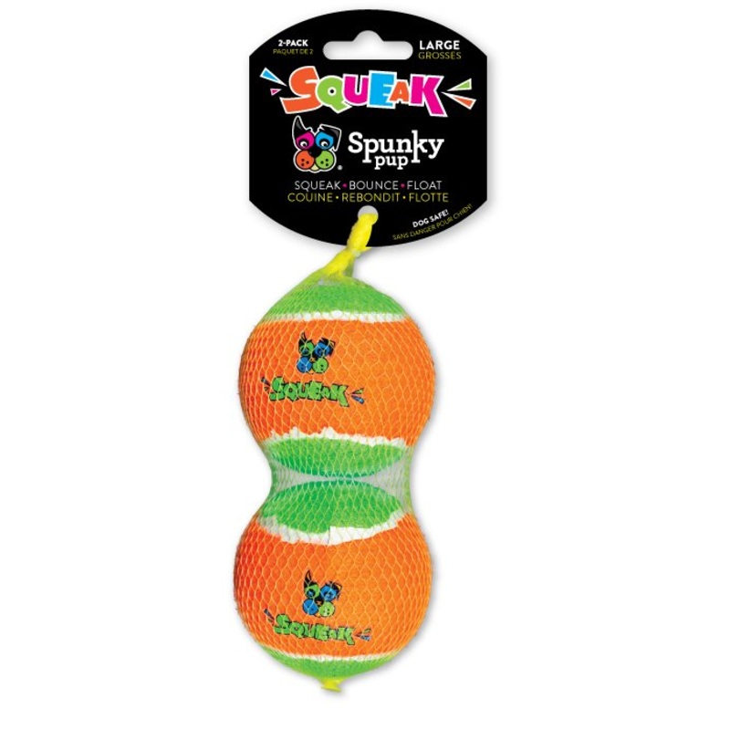 Spunky Pup Squeaky Tennis Balls - Large