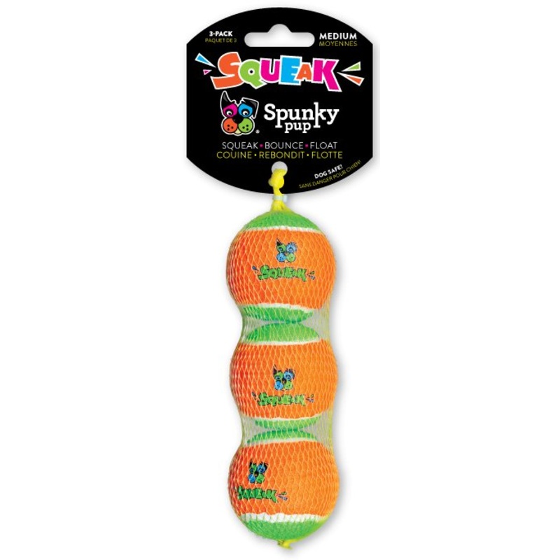 Spunky Pup Squeaky Tennis Balls Medium