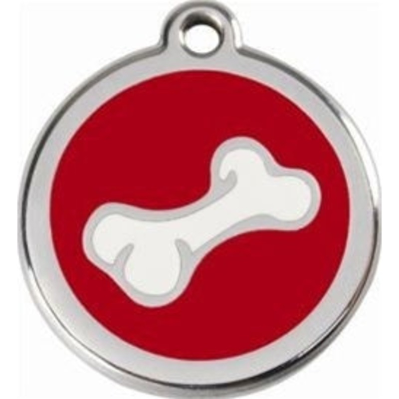 Fancy Bone Red Dingo Stainless Steel & Enamel Designer ID Tags