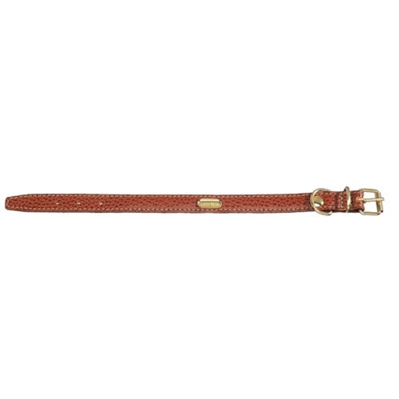 Flat Padded Calfskin Collar - Cognac Brown